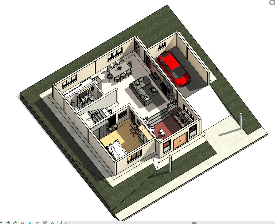 2-Storey Residential BIM Model — Front Elevation View, Autodesk Revit